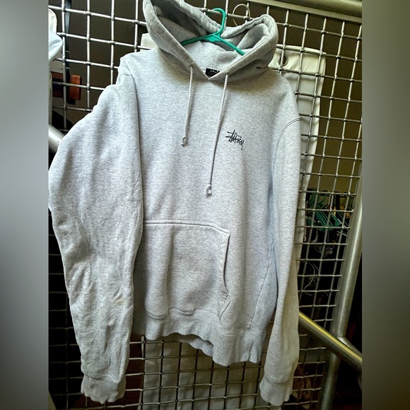 Stussy Gray Hoodie with Black Logo - Picture 1 of 8